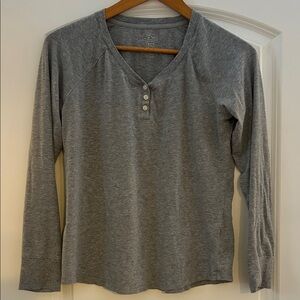 L.L. Bean Gray Long Sleeve Henley Pajama Top